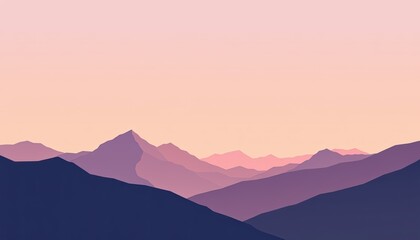 Serene Pink And Purple Mountain Range At Sunset