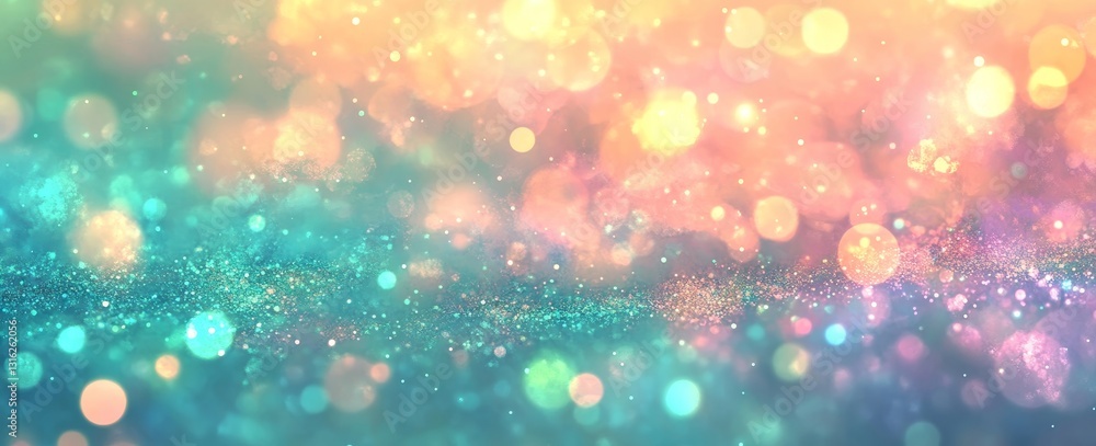 Poster pastel hues and bokeh lights combine to create an abstract background for a banner