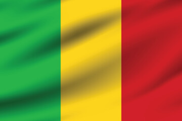 Mali flag official colors and proportion digital vector illustration. Pleated flag.