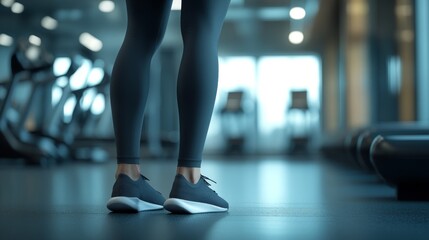 Woman's Legs in Athletic Wear at the Gym
