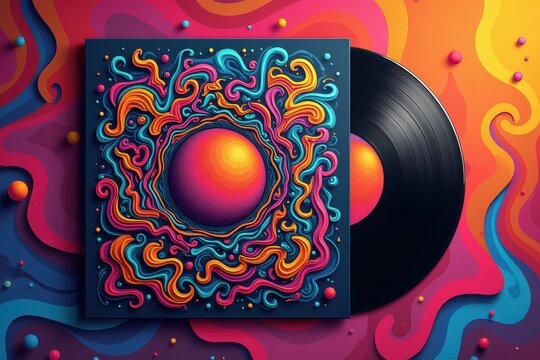 Colorful abstract design on a music album cover