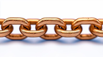 Close Up of Copper Chain on White Background