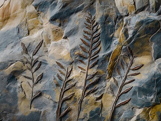 Fossil imprint of prehistorical plants stems