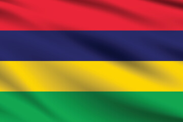 Mauritius flag official colors and proportion digital vector illustration. Pleated flag.