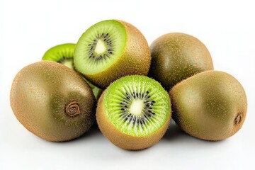 Fototapeta premium A group of kiwis arranged in a neat composition, isolated.