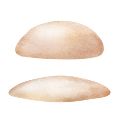 Watercolor sand dunes in desert landscape watercolor illustration set isolated from background. Hand drawn sandy hills, ocean bottom in beige colors. Simple monochrome nature clipart.