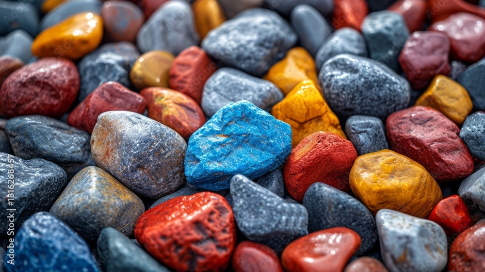 Poster colorful stones on a grey background created using artificial intelligence tools