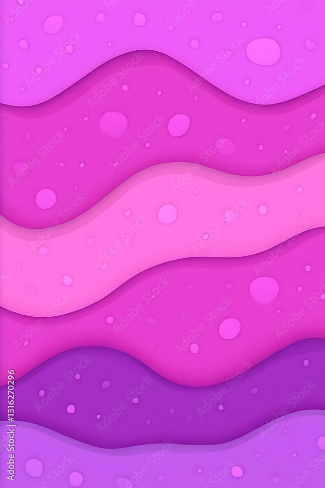 Poster fluid layers with soft gradient, wavy pattern and playful bubble effect