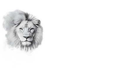White background with a majestic lion, symbolizing strength and courage.

