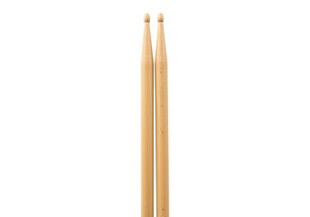 Pair of Wooden Drumsticks for Percussion Instrument on White Background