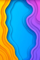Vibrant layered papercut style background with dynamic color gradients
