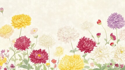 Colorful Chrysanthemum Garden Illustration