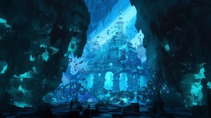 Obraz premium Enigmatic Underwater Ruins A Submerged City Beckons from the Depths