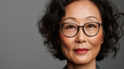 Obraz premium Woman in glasses wearing a shirt.