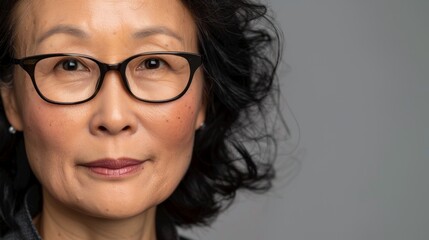 Obraz premium Woman wearing glasses and black shirt