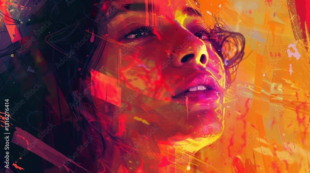 Poster creative abstract artificial intelligence generates unique digital illustrations in clean lines and 
