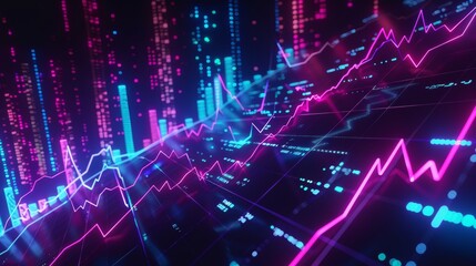 Creative chart showing market value for 2024 with uplifting trend and good outcome on dark background