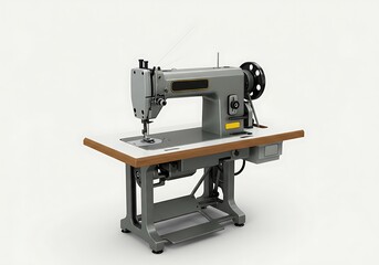 Fototapeta premium Industrial Sewing Machine on White Background Ready for Apparel Production