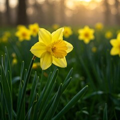 Daffodil in a Sunlit Meadow