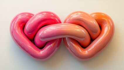 Pink and red hearts intertwined represent the bond of love and connection, observing romance and affection on Valentine's Day