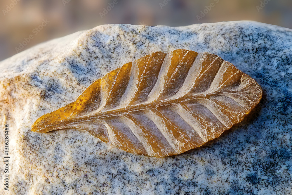 Aufkleber fossilized leaf. selective focus. close-up, background and texture