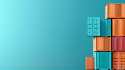 Obraz premium Dynamic AI-Driven Cargo Routing with Colorful Shipping Containers on Bright Background