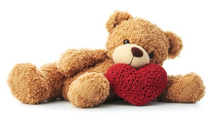 Adorable teddy bear holding a red heart. (1)