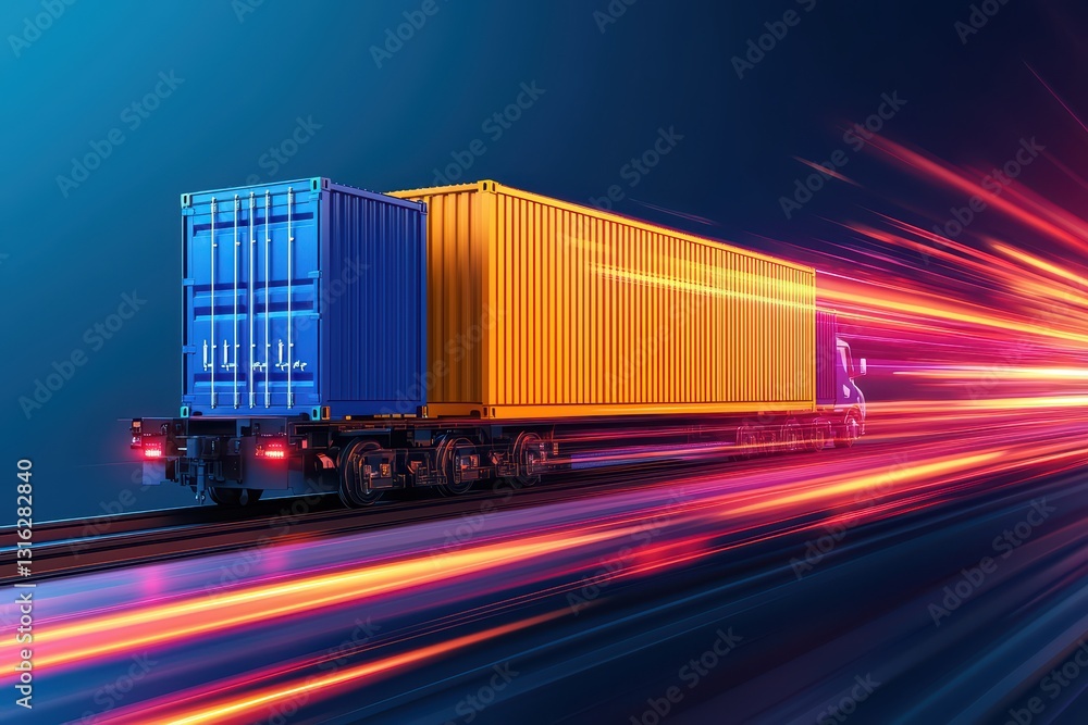 Poster innovative blockchain powered logistics network with dynamic visual representation of transport