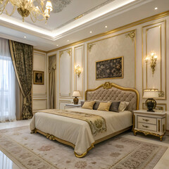 Luxurious bedroom design with elegant  design 