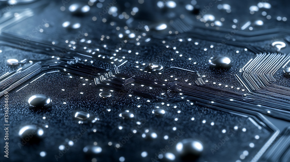 Poster detailed circuit board with interconnected pathways for electronics
