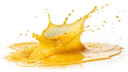 yellow watercolor splash isolated on white or transparent png