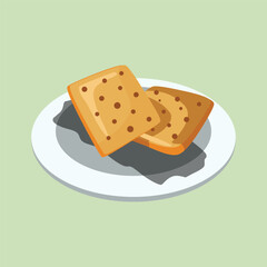 Vector illustration of two crispy biscuits 