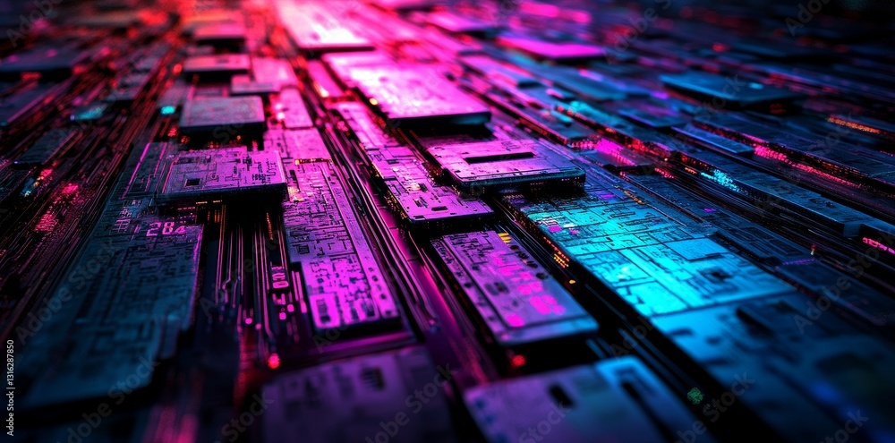 Poster the data revolution and technological connectivity are symbolized by a glowing digital binary code m