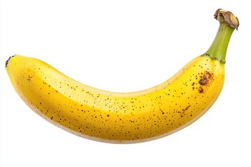 Ripe banana with dark spots on a white background studio shot vibrant color healthy diet organic freshness