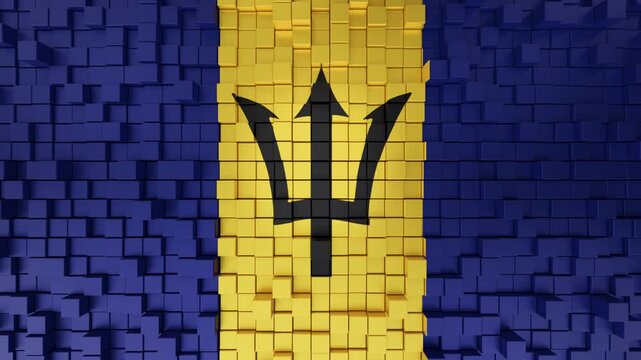 bstract Cubes Background with Barbados Flag, Animation.Full HD 1920&times;1080. 10 Second Long,