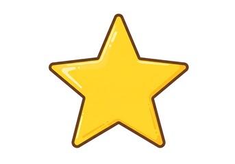 Fototapeta premium Cartoon Yellow Star Icon Shining Brightly Isolated on White Background