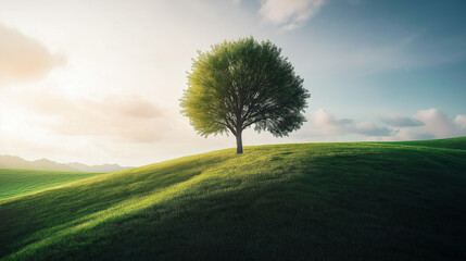 Fototapeta premium Solitude of a Tree on a Hilltop