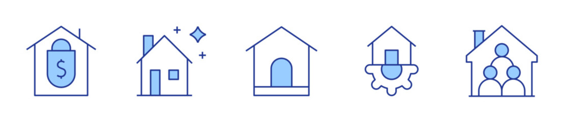 dog house, home automation, home insurance, house, roommate. Home Icon vector illustration. Line Duotone style. Editable stroke