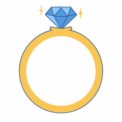 Diamond Ring Flat Style vector  illustration