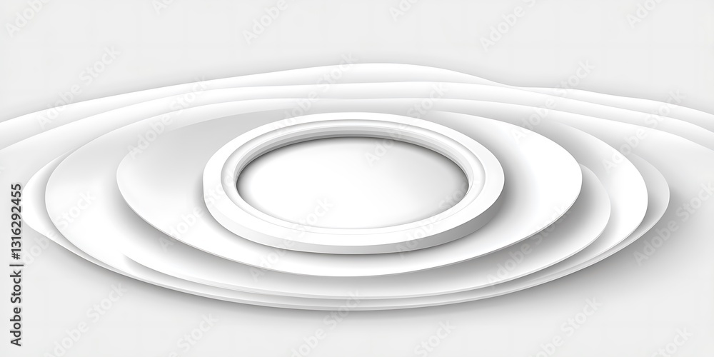 Poster monochrome abstraction with circular platforms and smooth curvatures