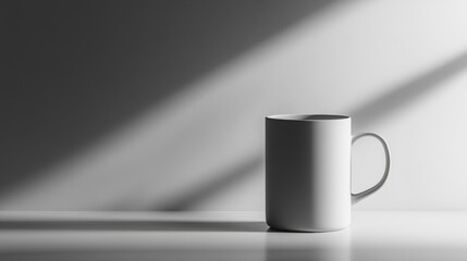White Mug in Monochromatic Light on White Table