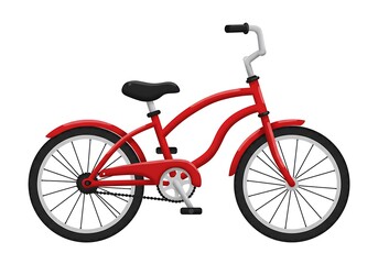 Red Classic Bicycle Illustration with White Background for Transportation Designs