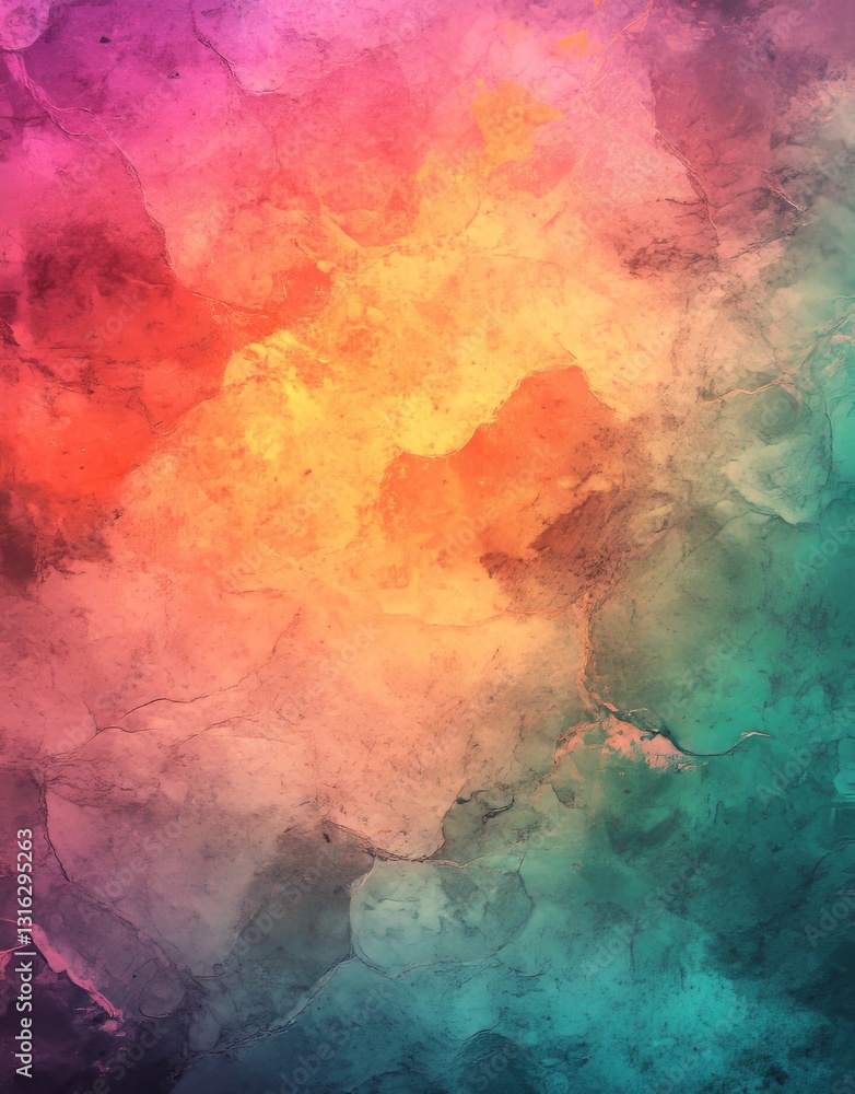 Poster the abstract background boasts a kaleidoscope of colors reminiscent of a sunset, complete with notic
