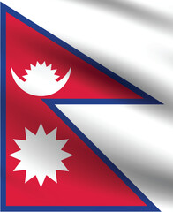 Nepal flag official colors and proportion digital vector illustration. Pleated flag.