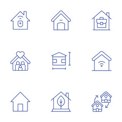 Home icons set. Thin Line style, editable stroke. home, house plan, eco house, smart home, dog house, move
