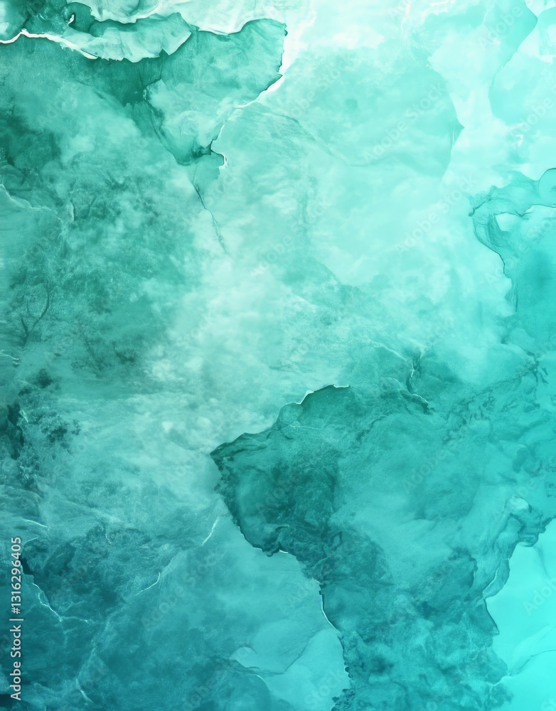 Poster light turquoise paint on a textured background generates a soft cloudy appearance