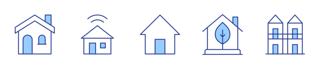 home, house, eco house, townhouse. Home Icon vector illustration. Line Duotone style. Editable stroke