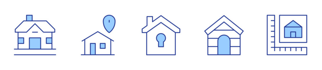 home, house, home security, dog house, house plan. Home Icon vector illustration. Line Duotone style. Editable stroke