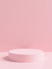 Pastel Pink Cylinder And Stage On A Minimalist Background, Perfect For Showcasing Products In A Modern And Sleek Way.