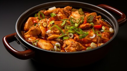 Delicious Spicy Chicken Stew in a Bowl on a White Background